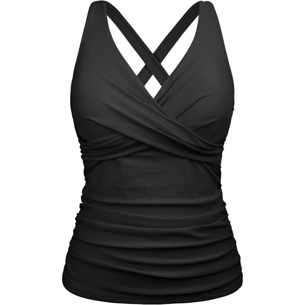 Women Underwire Tankini Top V Neck Twist Tummy Control Swimsuit